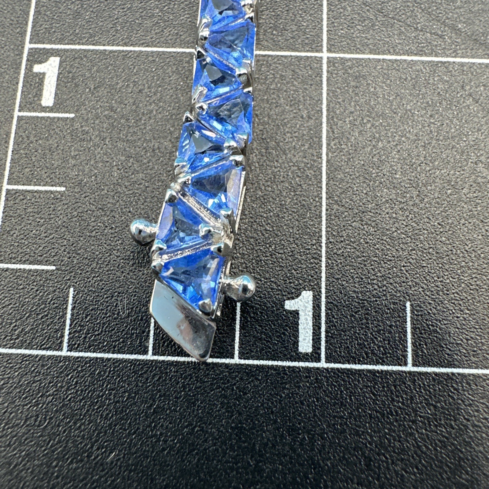 Vintage Suzanne Somers Silver 925 Blue CZ Bracelet 20cm long Thailand