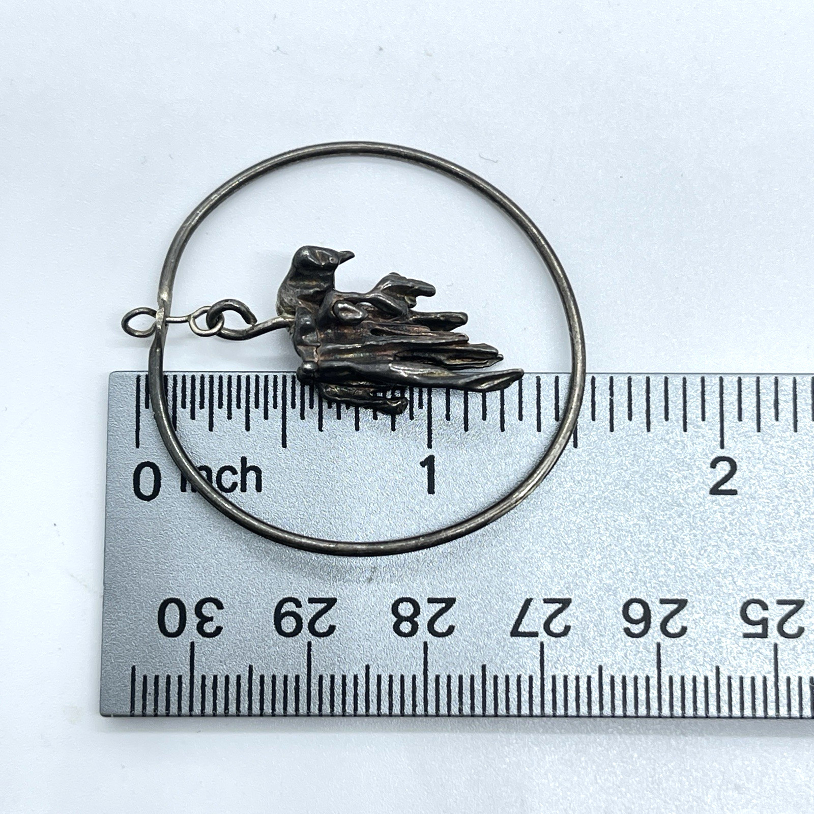 Sterling Silver Brutalist Modernist Abstract Hoop Pendant 5.8g Artisan Studio