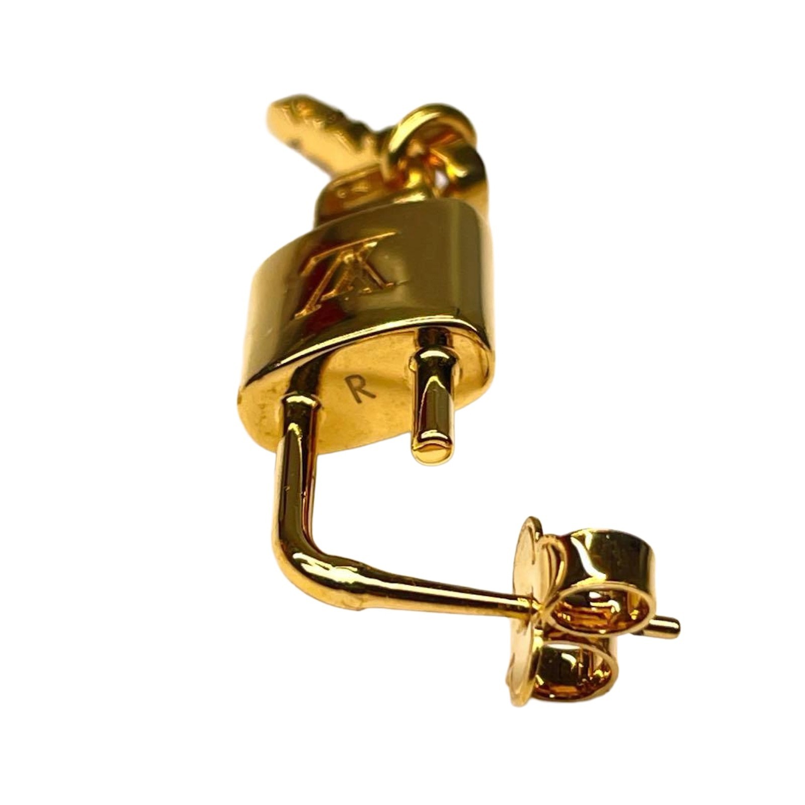 LOUIS VUITTON Locky Earring Ear Cuff Gold Padlock Motif Authentic Excellent