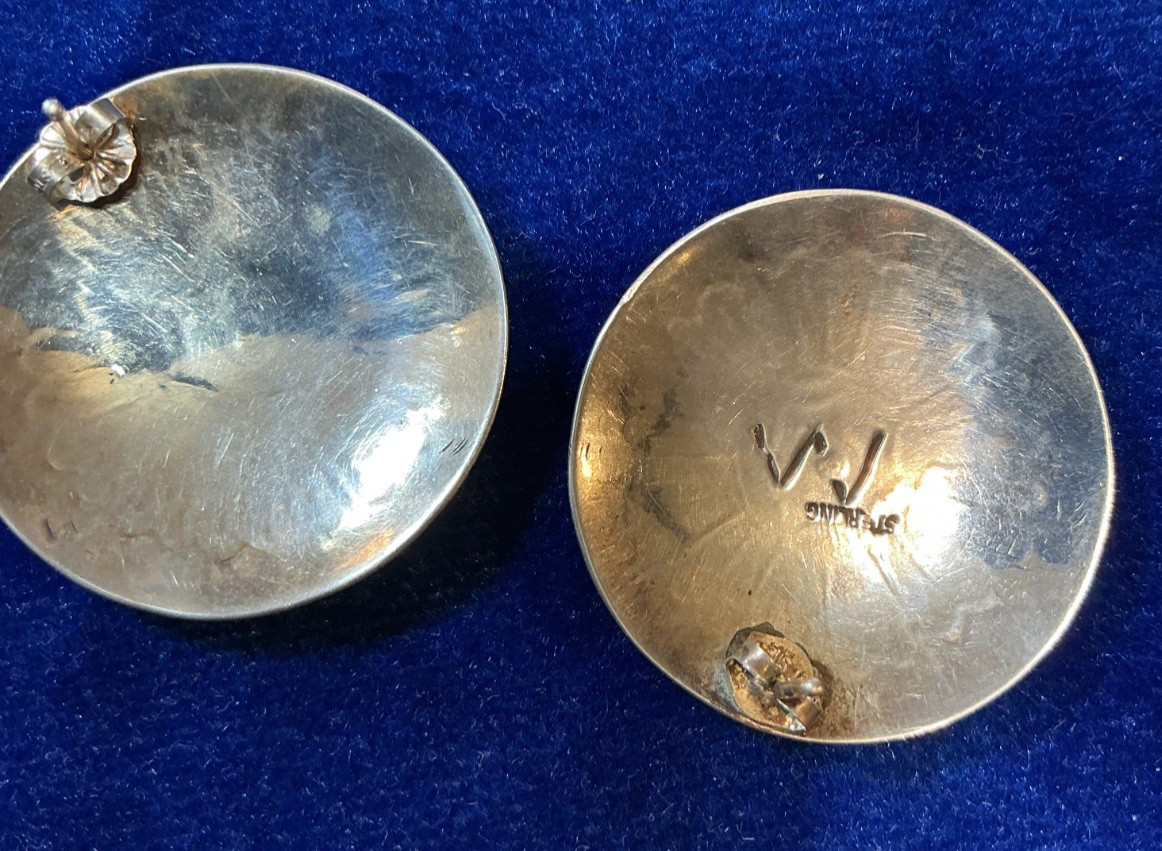 VINTAGE STERLING SOUTHWEST N. A. ROUND EARRINGS