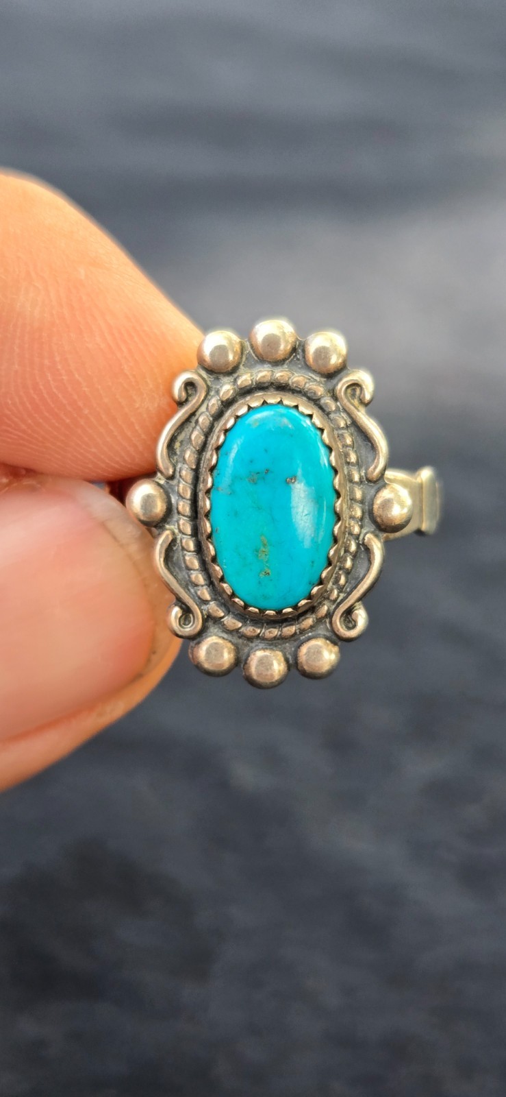1940’s SW Native Style Sterling Silver Turquoise Wheeler Manufacturing Ring Sz 9