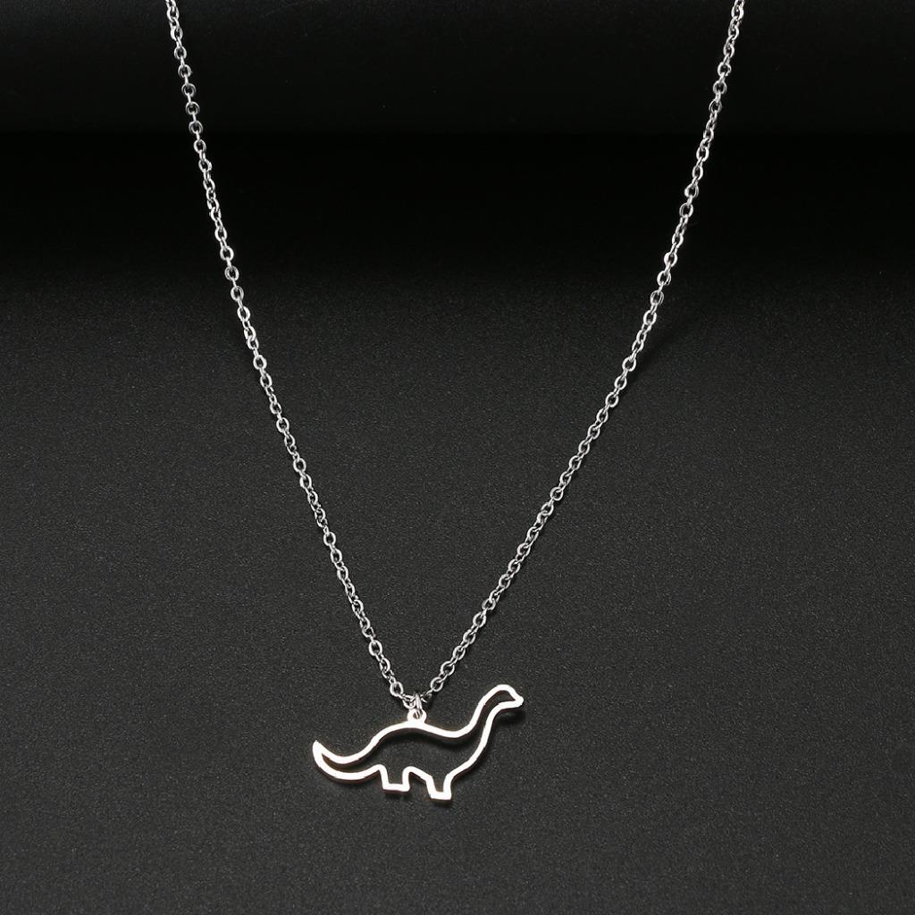 DINOSAUR NECKLACE Brontosaurus Silver or Gold Stainless Steel Pendant 18″ Chain