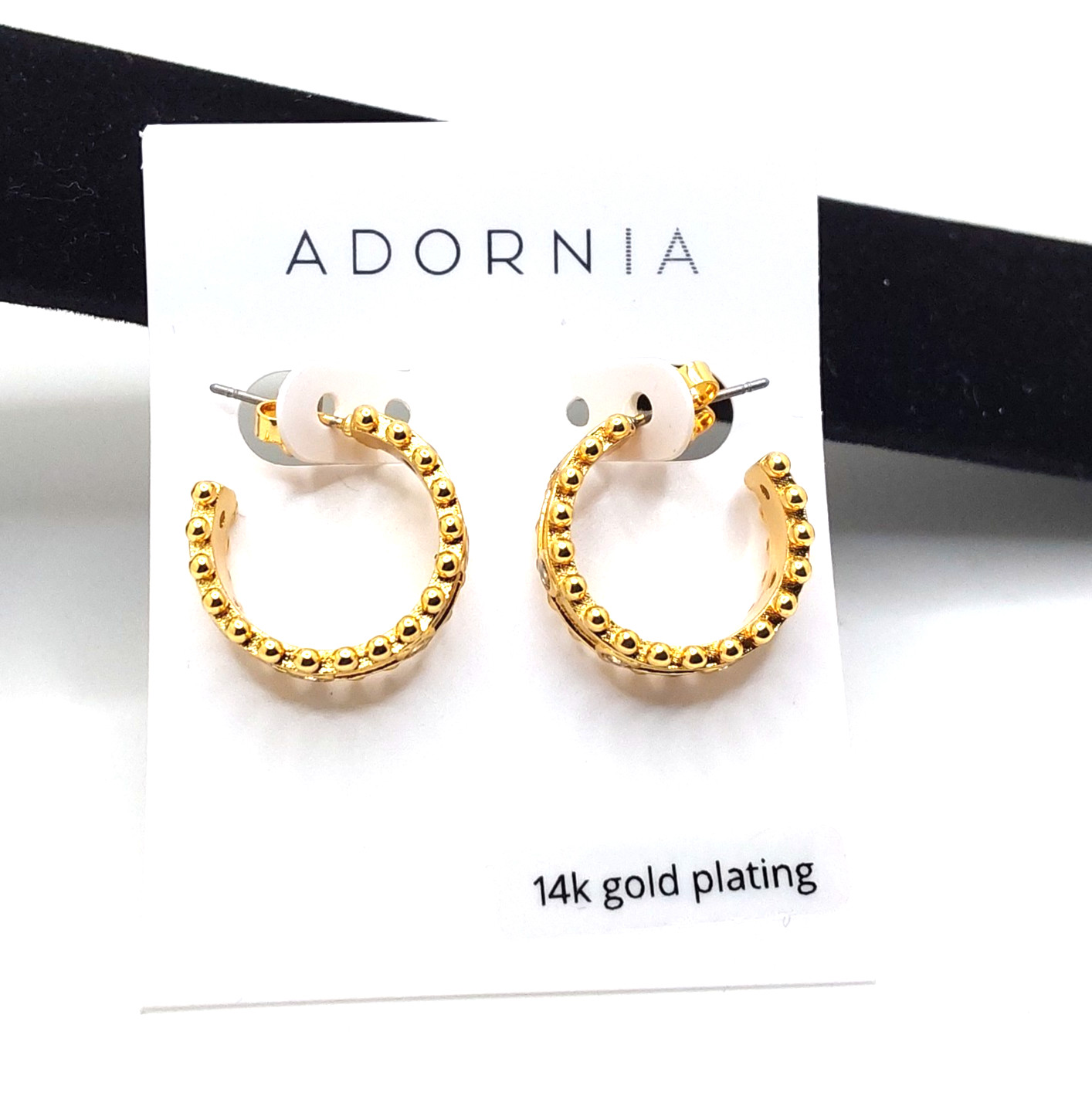 Adornia Beautiful Bezel 14k Gold Plated Open Hoop Earrings