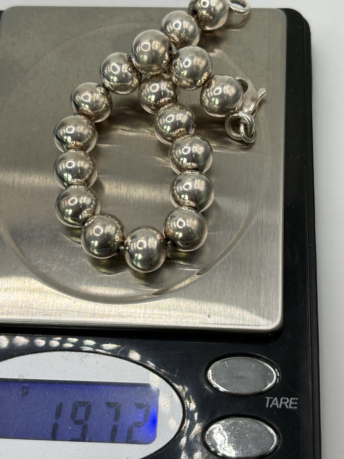 Vintage Sterling Silver 10.8mm Ball Bead Bracelet 7” – 19.72g