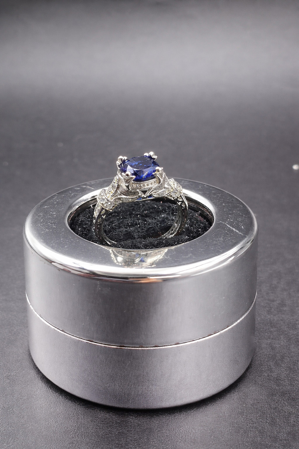 2.90 Ct Round Cut Natural Sapphire & Diamond Propose Ring 14K White Gold Size 8