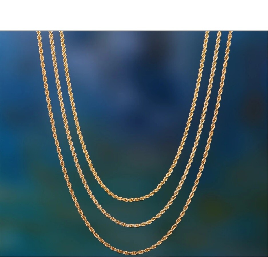 18K Gold Filled 1.7mm Thin Rope Chain Necklace 16/18/20/22/24/26″ 28″ 30″ 32inch