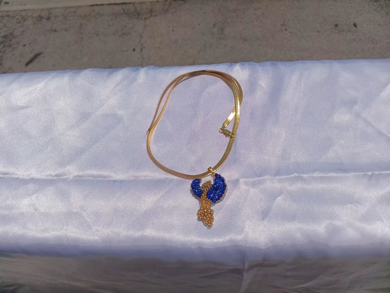 Royal Blue Frost Phoenix Necklace Handmade Phoenix Jewelry Gift