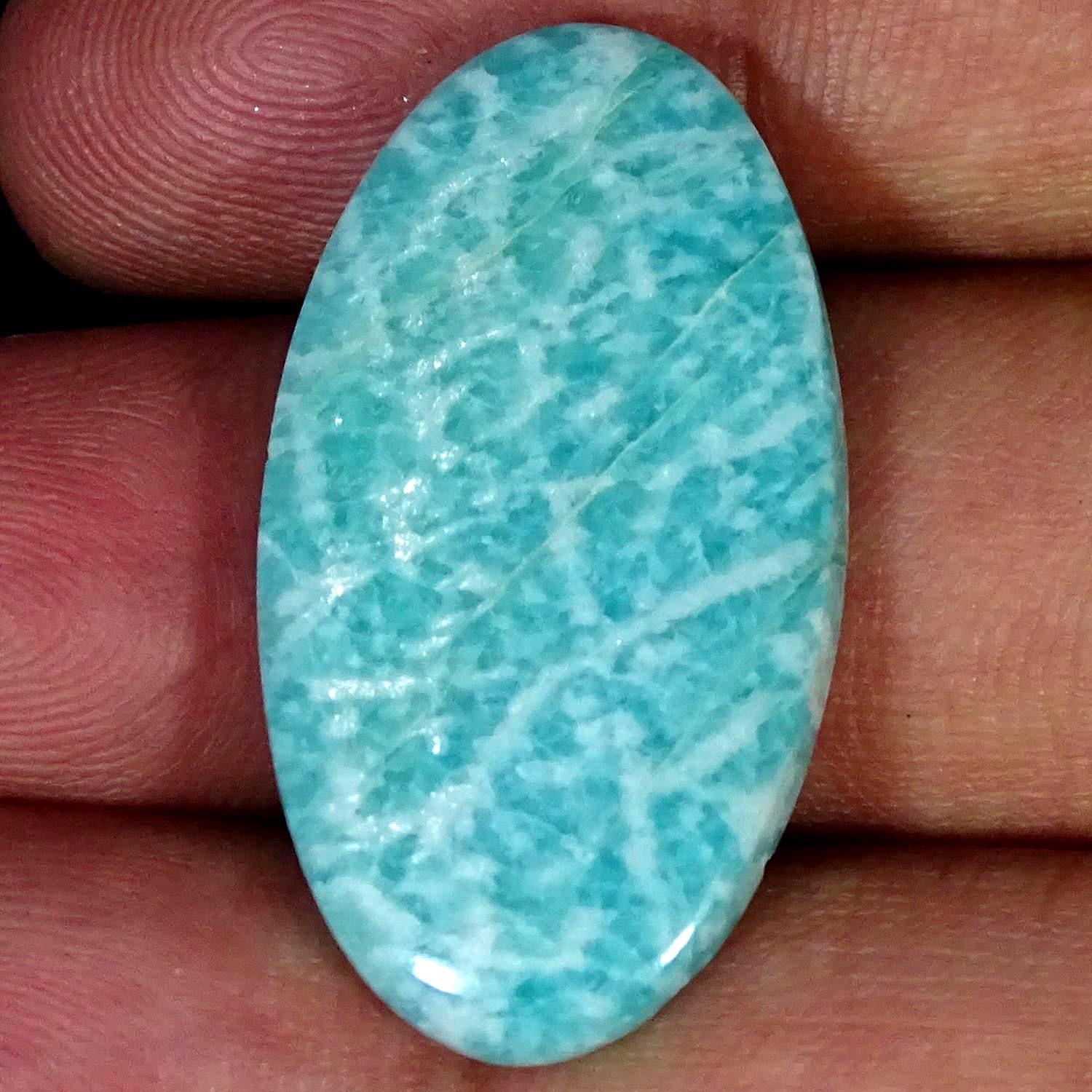25.60Cts Natural Amazonite Oval Cabochon Loose Gemstone 18x33x4mm