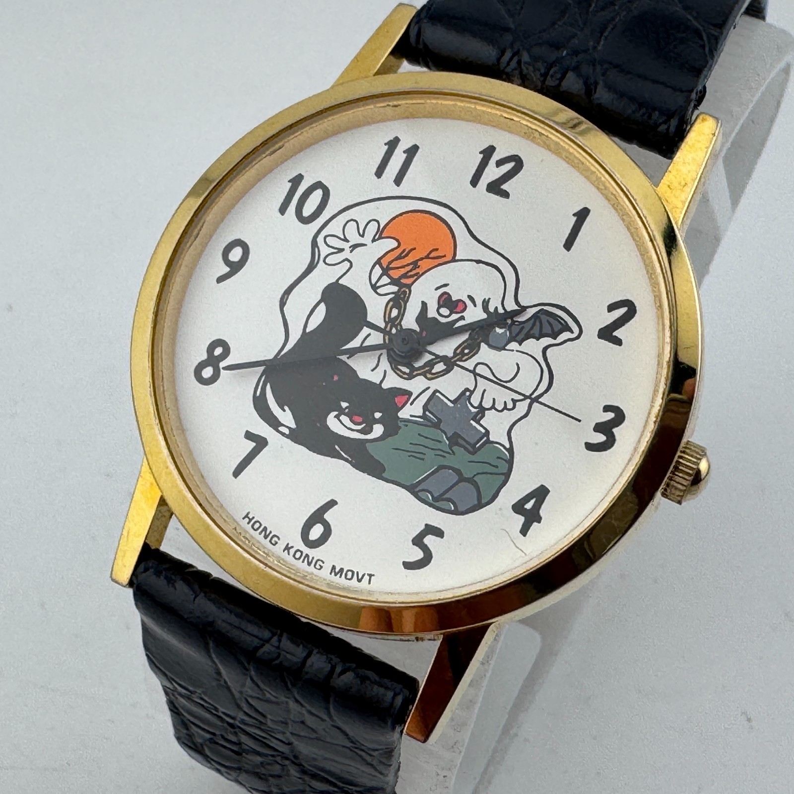 VTG Sylvester & Tweety Bird Quartz Watch Unisex Gold Tone Leather New Battery