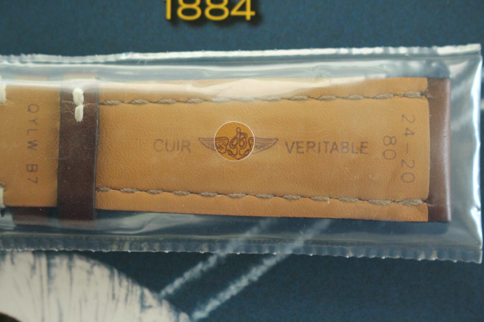 BREITLING 443X 24-20 BROWN DELUXE CALF TONGUE BUCKLE WATCH BAND WATCHBAND STRAP
