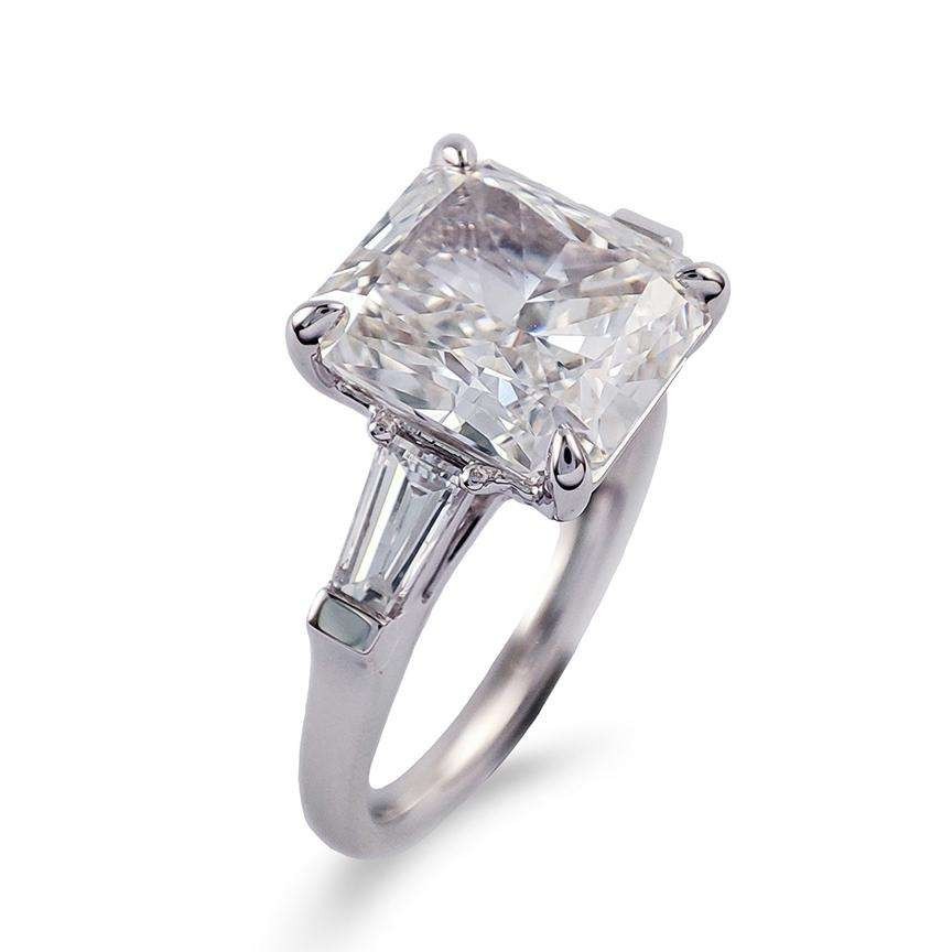 4Ct Radiant Cut Lab Created Moissanite Ring 14K White Gold Plated 925 Silver