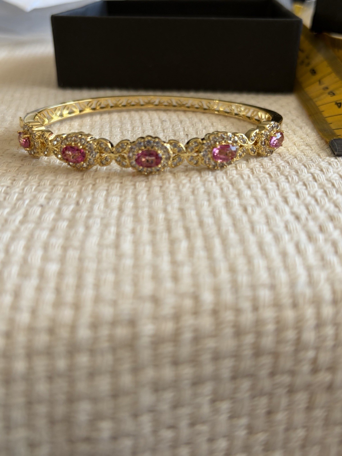 Woman’s Pink Mystic Topaz 18K Gold Plated Cross Necklace Bracelet 7.36ctw