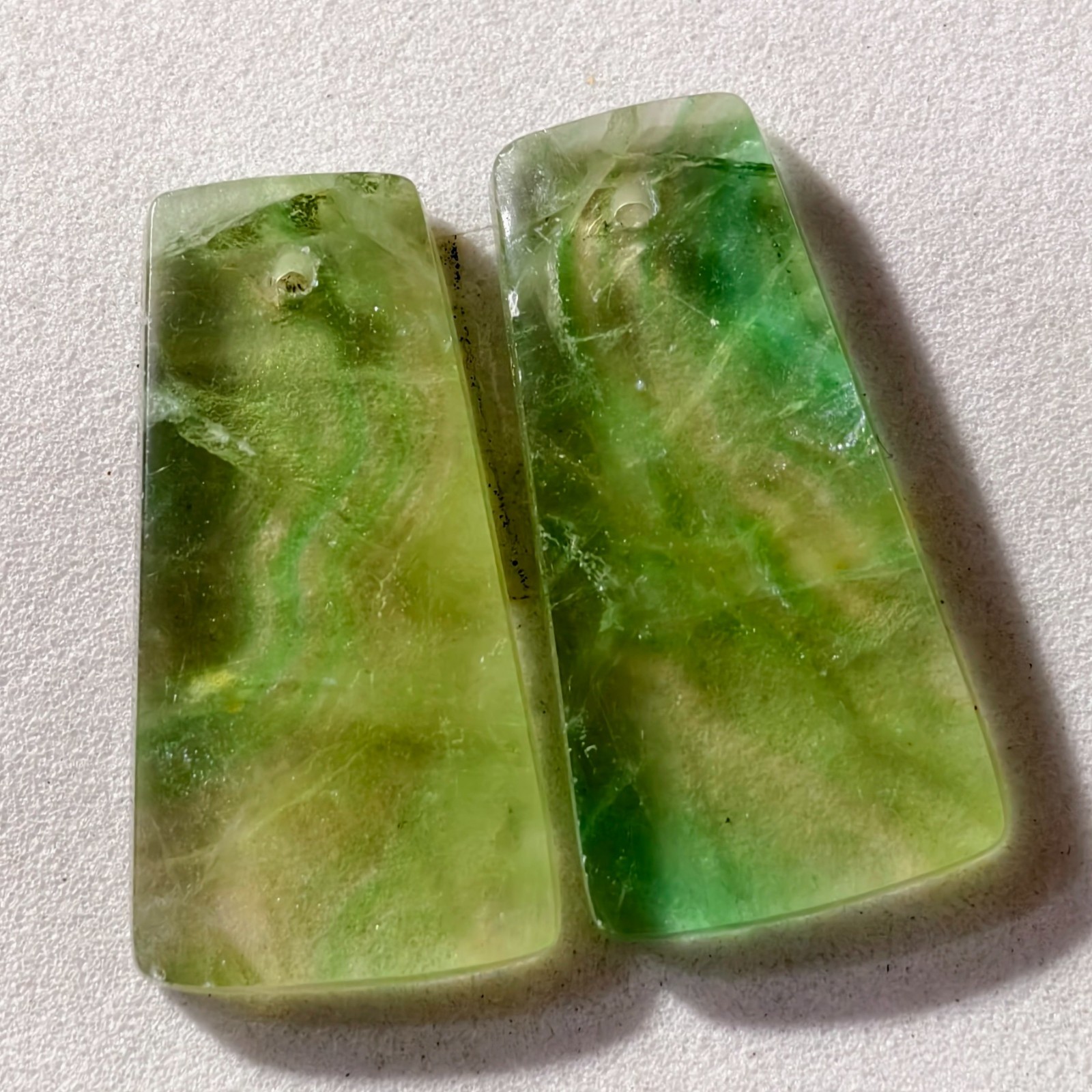 33 Cts Natural Fluorite Drilled Match Pair Cabochon Gemstone 26.1 X 13.7 MM
