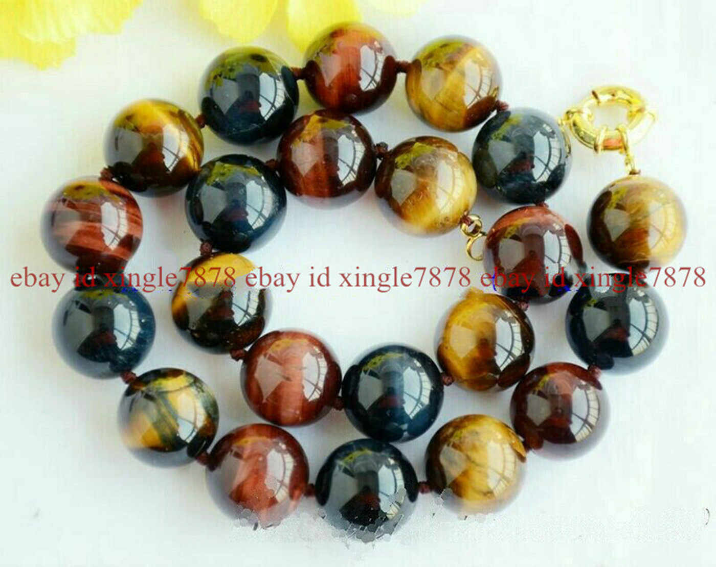 8/10/12/14/16/18/20mm Multicolor Tiger’s Eye Gems Round Beads Necklace 20″ AAA+