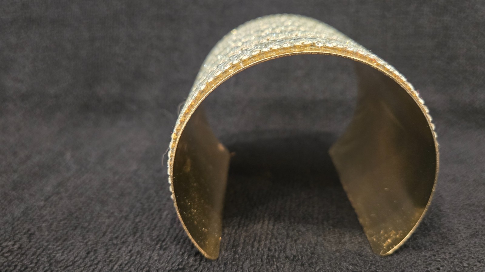 Metal cuff with Rhinestone mirror cut , very good condition
