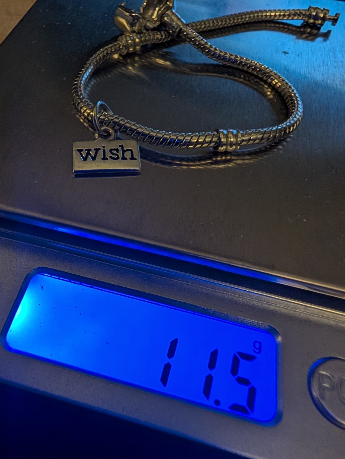 Starling Silver 925 Thick Heavy Charm Bracelet 11.5G With A 925 Wish Charm 7 In
