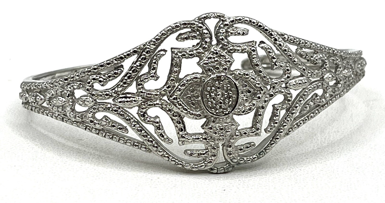 Vintage KARIS STS Silver plated FAUX MARCASITE Crystal CUFF Bracelet LOVELY