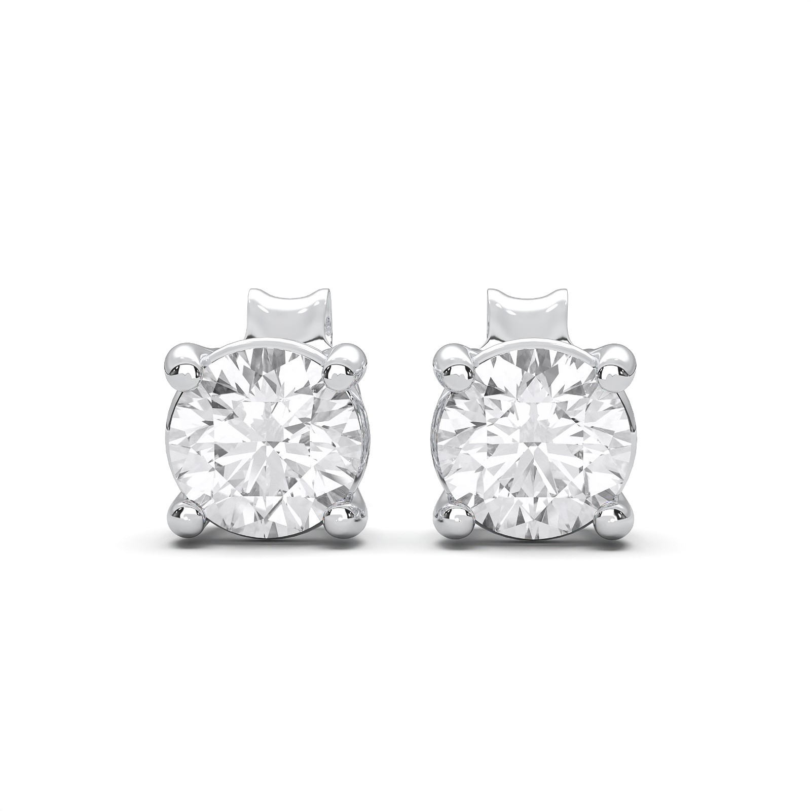 1.00 Ct to 4.00 Ct Round Shape Moissanite Stone Push Back Stud Earring in Silver