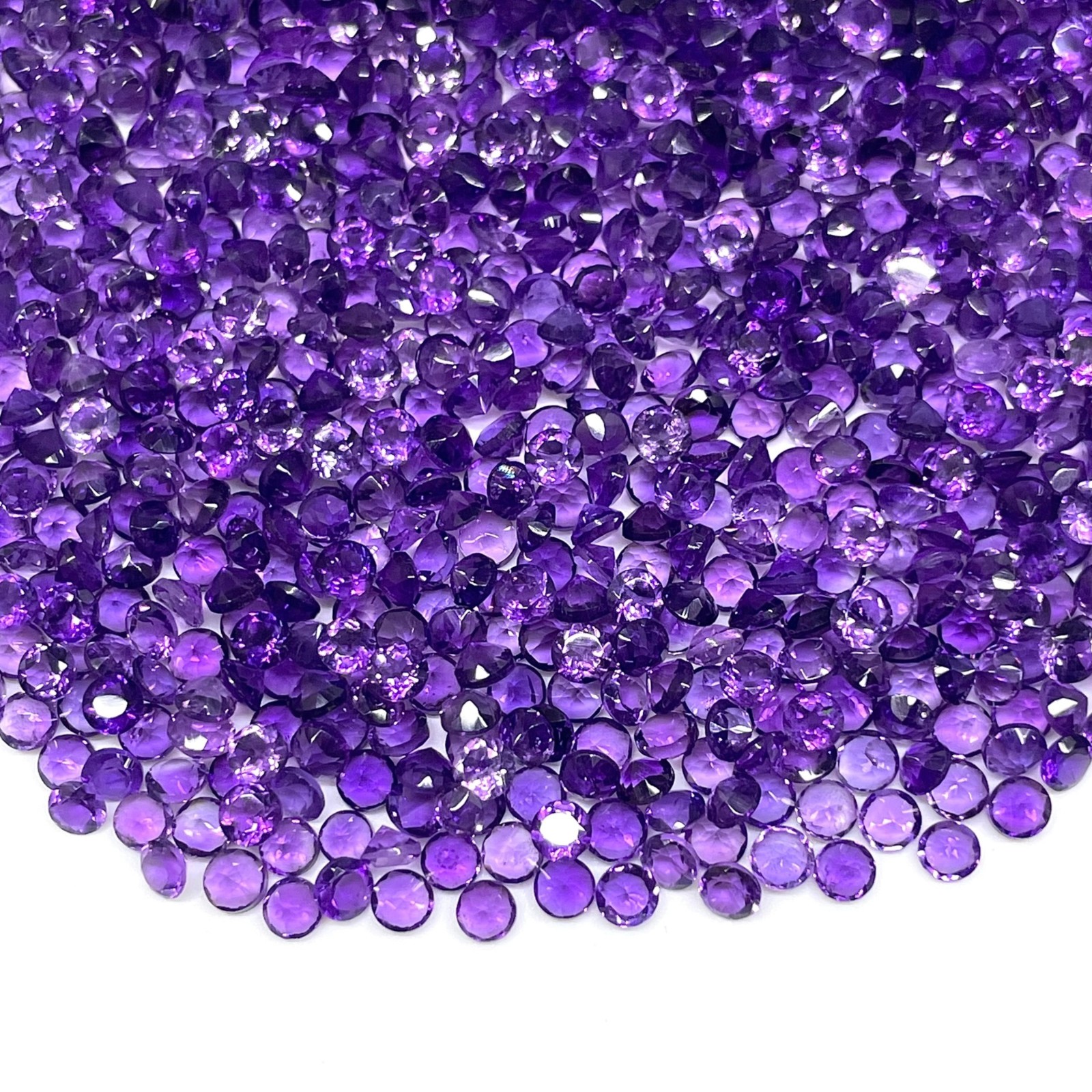 100 Pcs Natural Amethyst 3mm Round Cut Rich Purple Untreated Loose Gemstones Lot