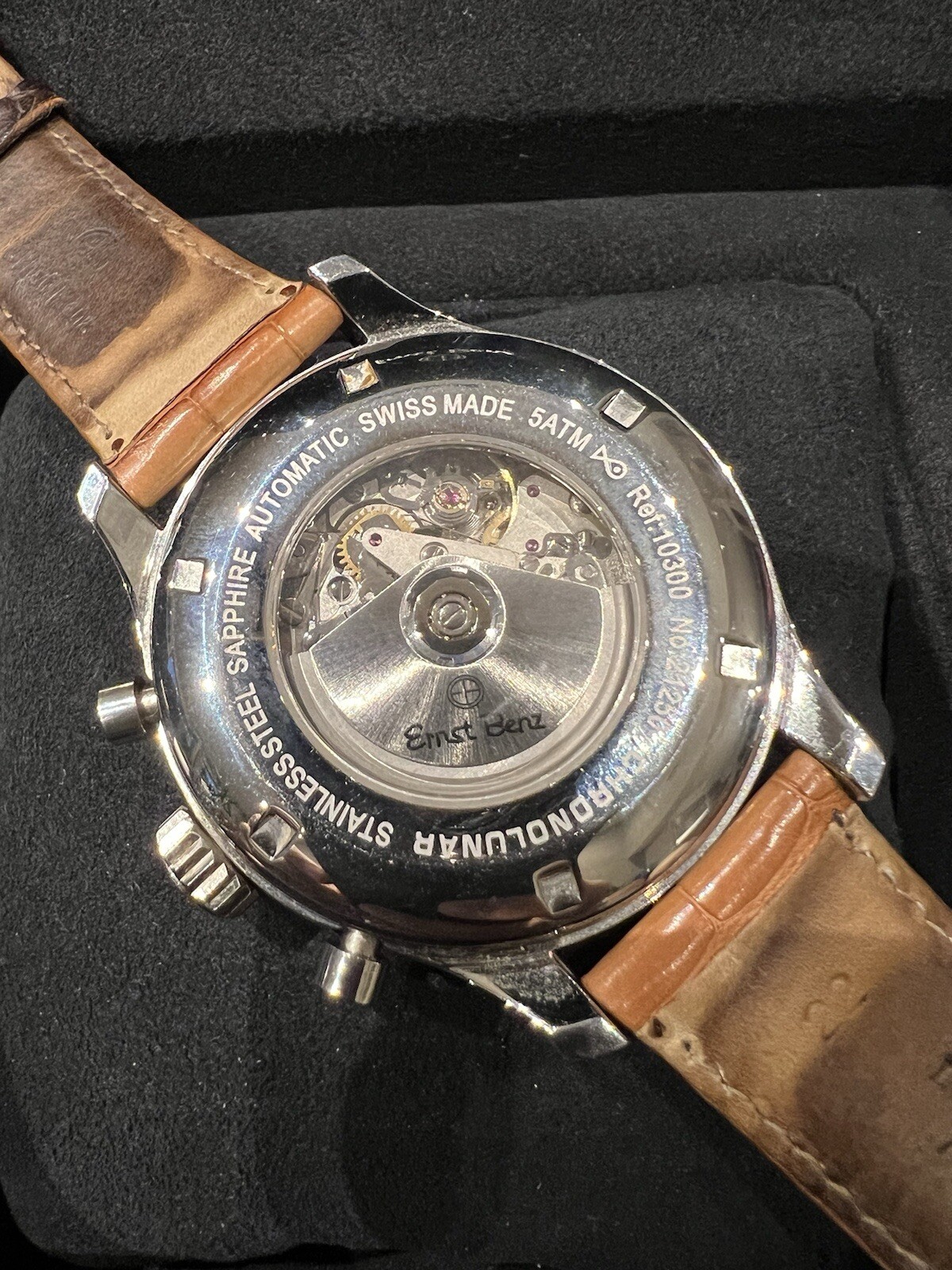Ernst Benz Chronolunar 47mm White Dial with Brown Leather Band