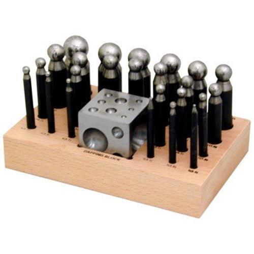 24 Piece Steel Metal Dapping Punch Tool Set Daping Shaping Jeweler’s Punch Block