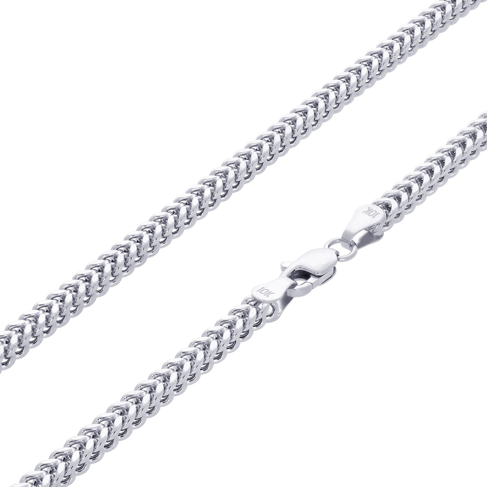 10K White Gold 2.5mm Foxtail Wheat Box Franco Necklace Chain Mens Womens 20″