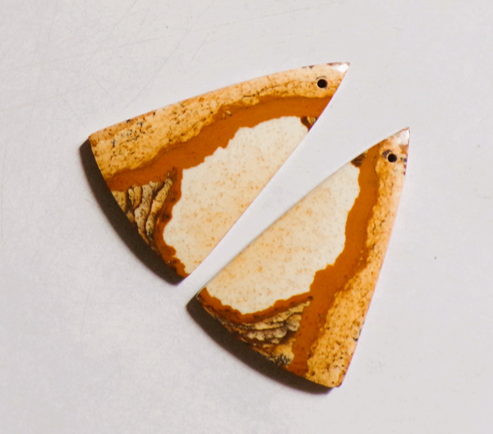 43.55 Cts Natural Picture Jasper Drilled Cabochon Match Pair Gemstone 36X22MM 36