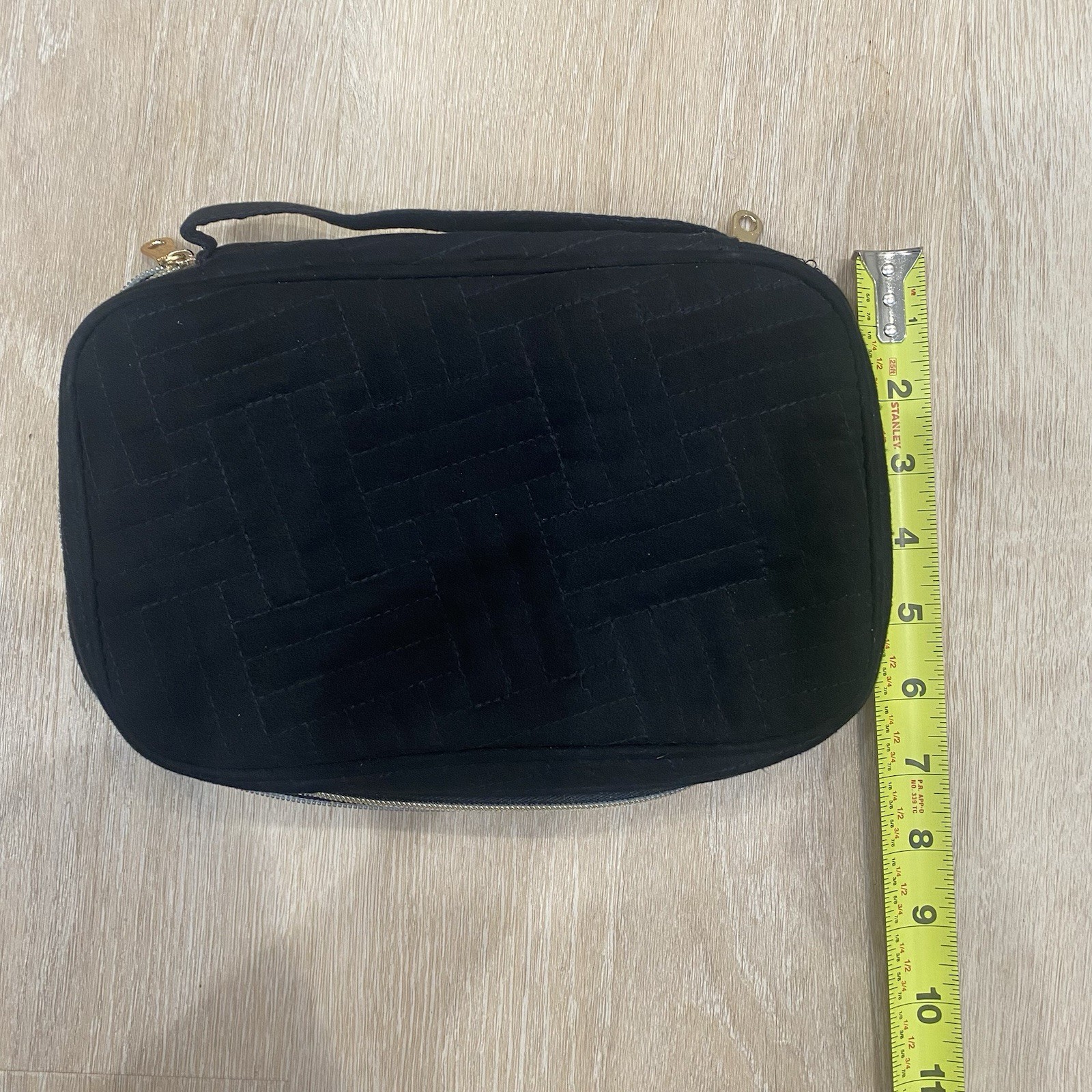 Black Fabric Zip Around Travel Jewelry Case Organizer 10” X 7”