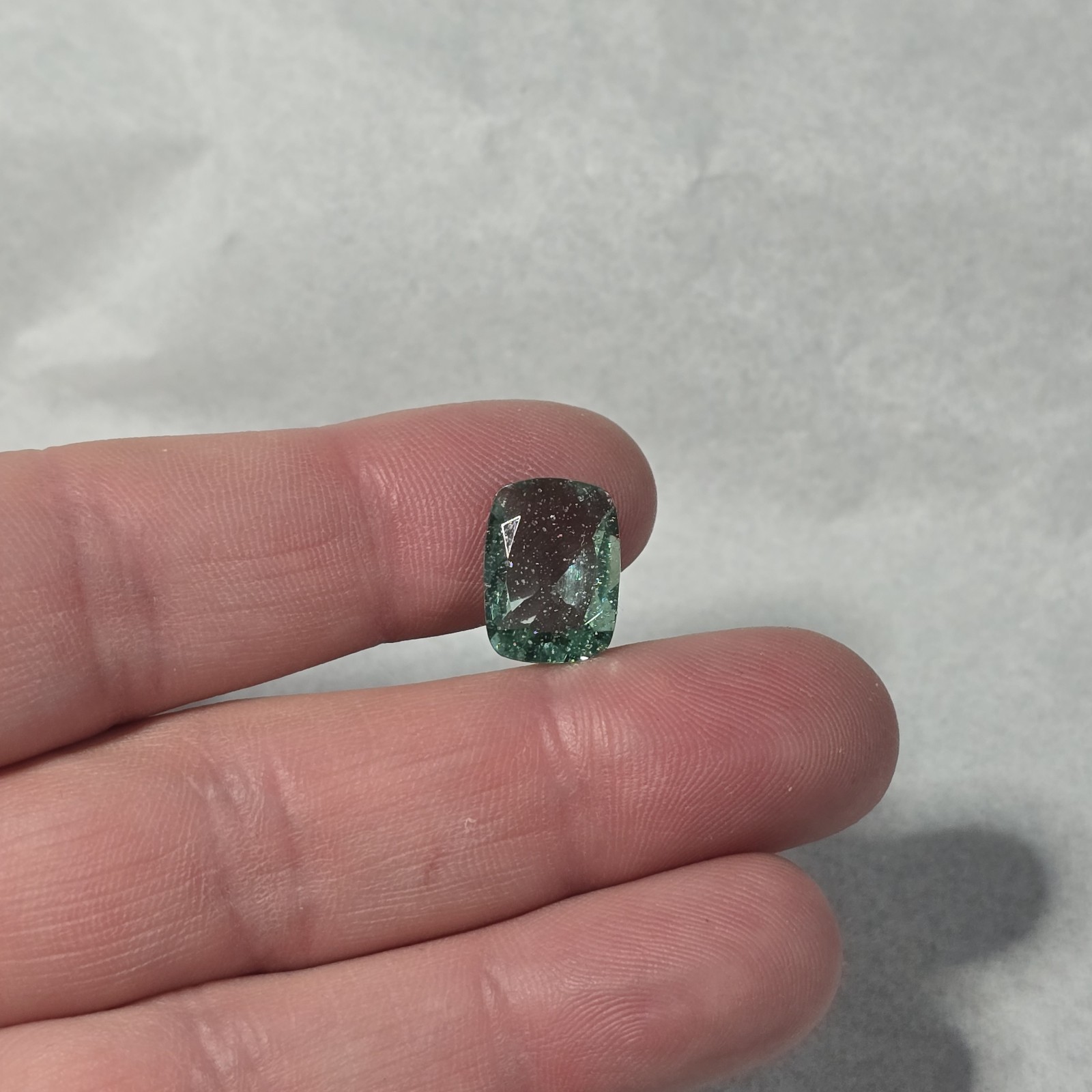 Ancient Roman Glass Cabochon Loose Rectangular Cab Jewelry Making Faceted Green