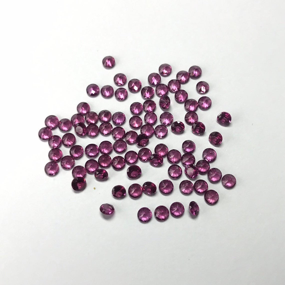 3mm Garnet Hyderabadi Round Faceted Cut Natural Loose Gemstone