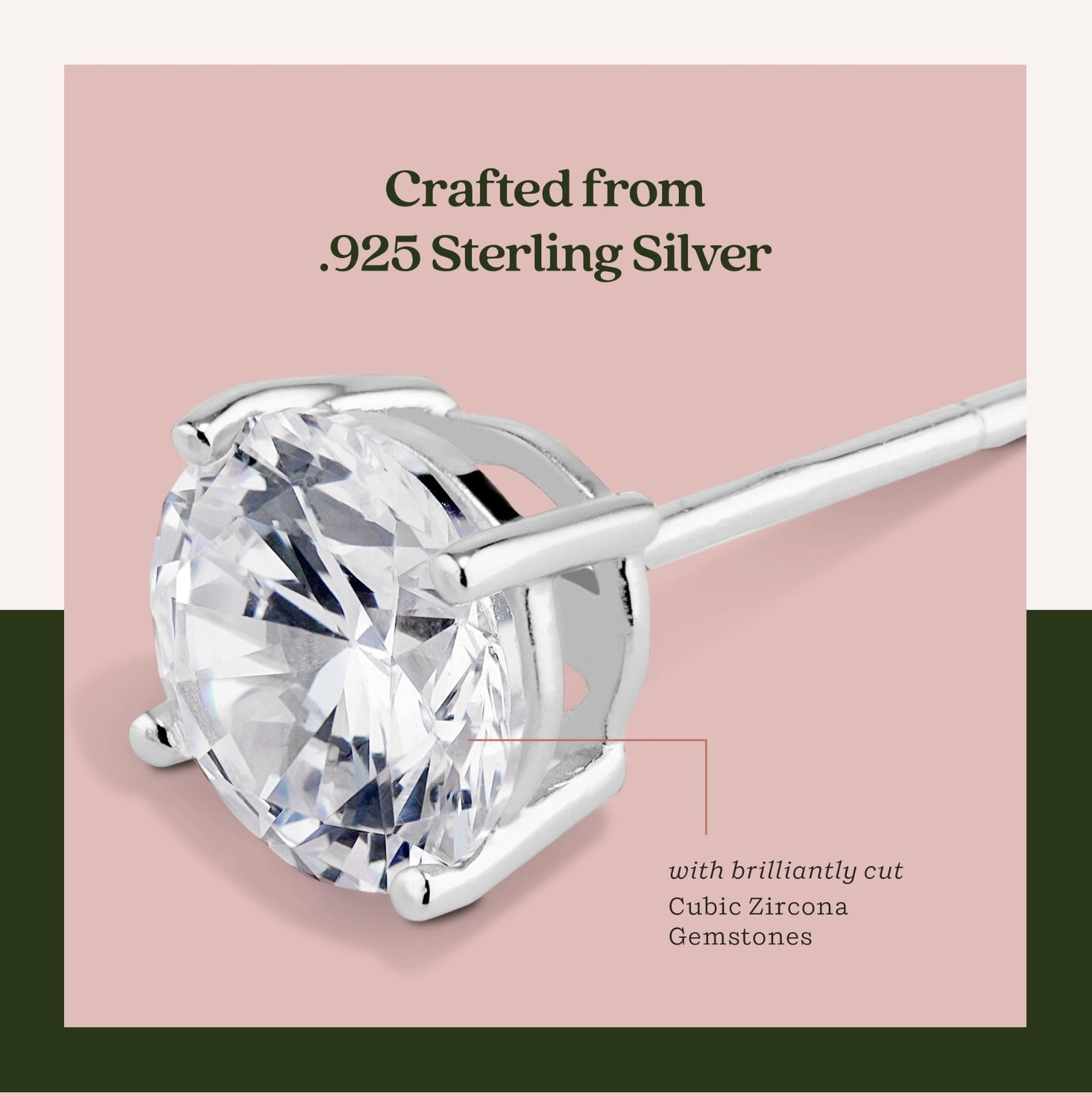 KEZEF Sterling Silver Stud Earrings for Women & Men 6mm – Medium 14K White Gold