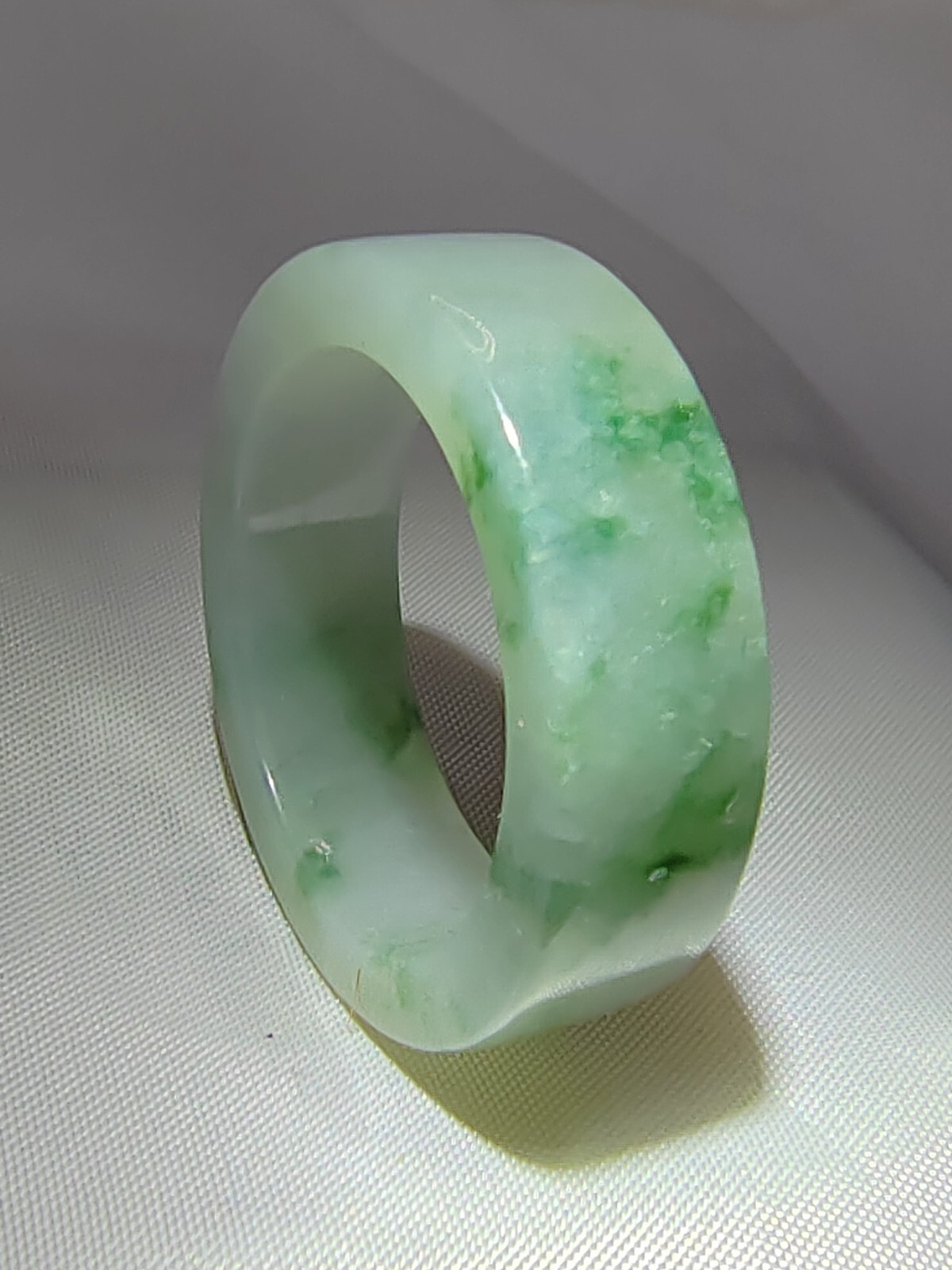 Ice Bluish Green Natural Jadeite Jade Band Ring # US SIZE 13.5 # 22.60mm