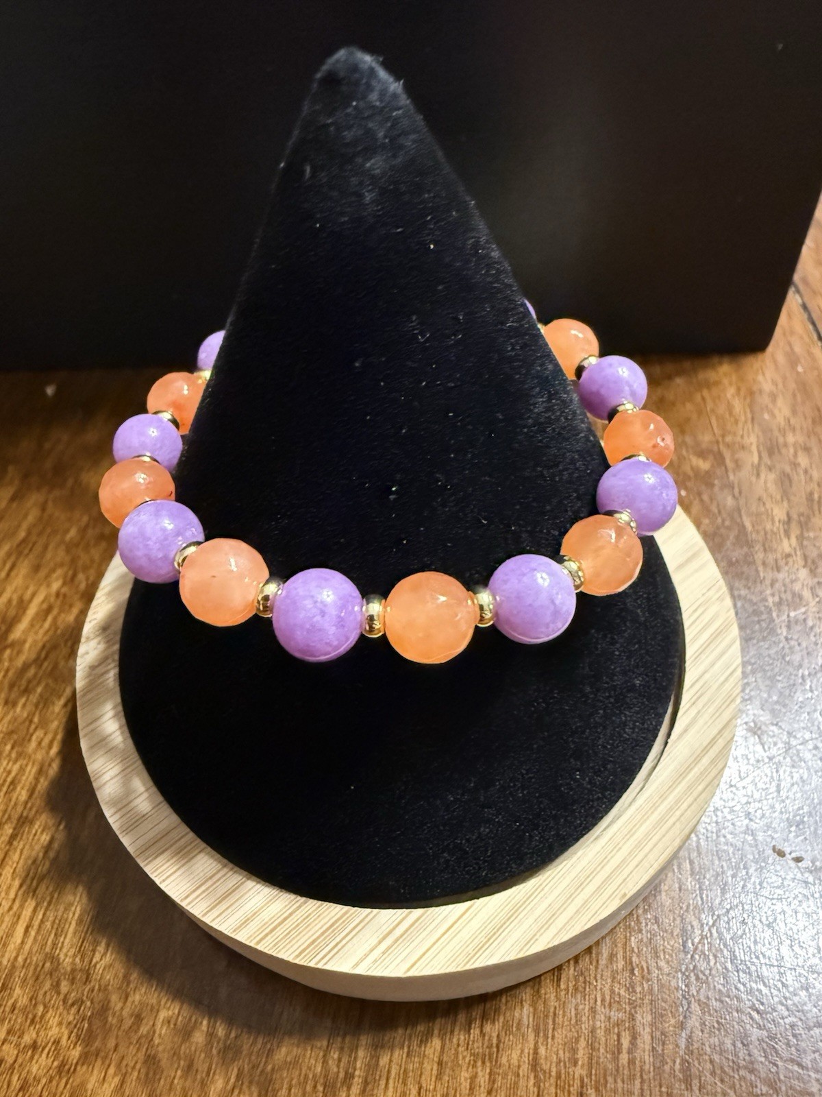 RARE NEW Tory Burch Gold Logo Beaded Beads Purple Orange Boho Bracelet
