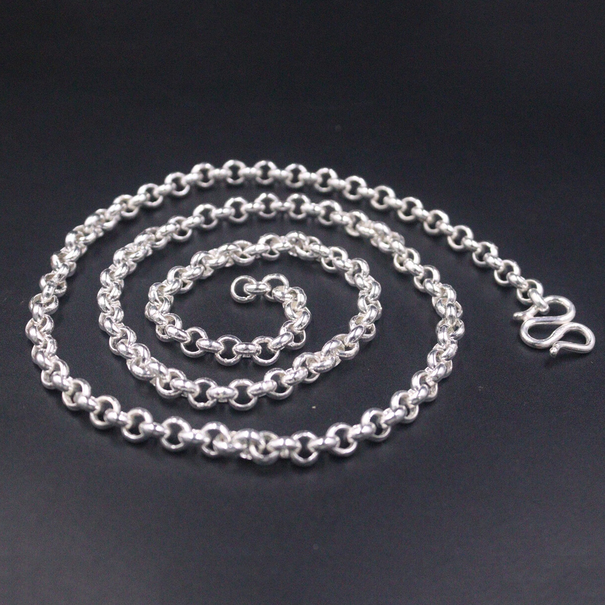 Pure 999 Fine Silver Chain For Women Men 5.5mm Rolo Link Sweater Necklace 22inch