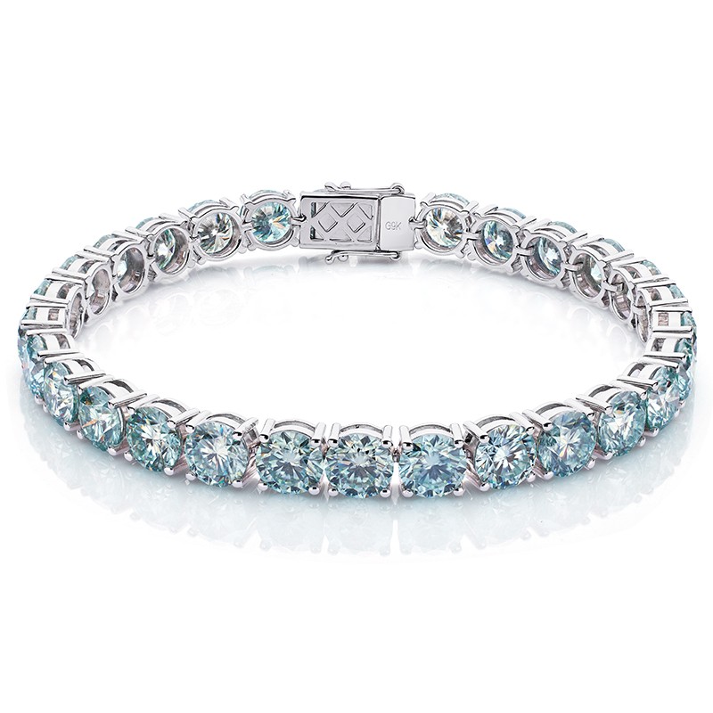 4/5/6.5mm Blue Moissanite Tennis Bracelet 925 Silver Plated 18K Hiphop Bracelets
