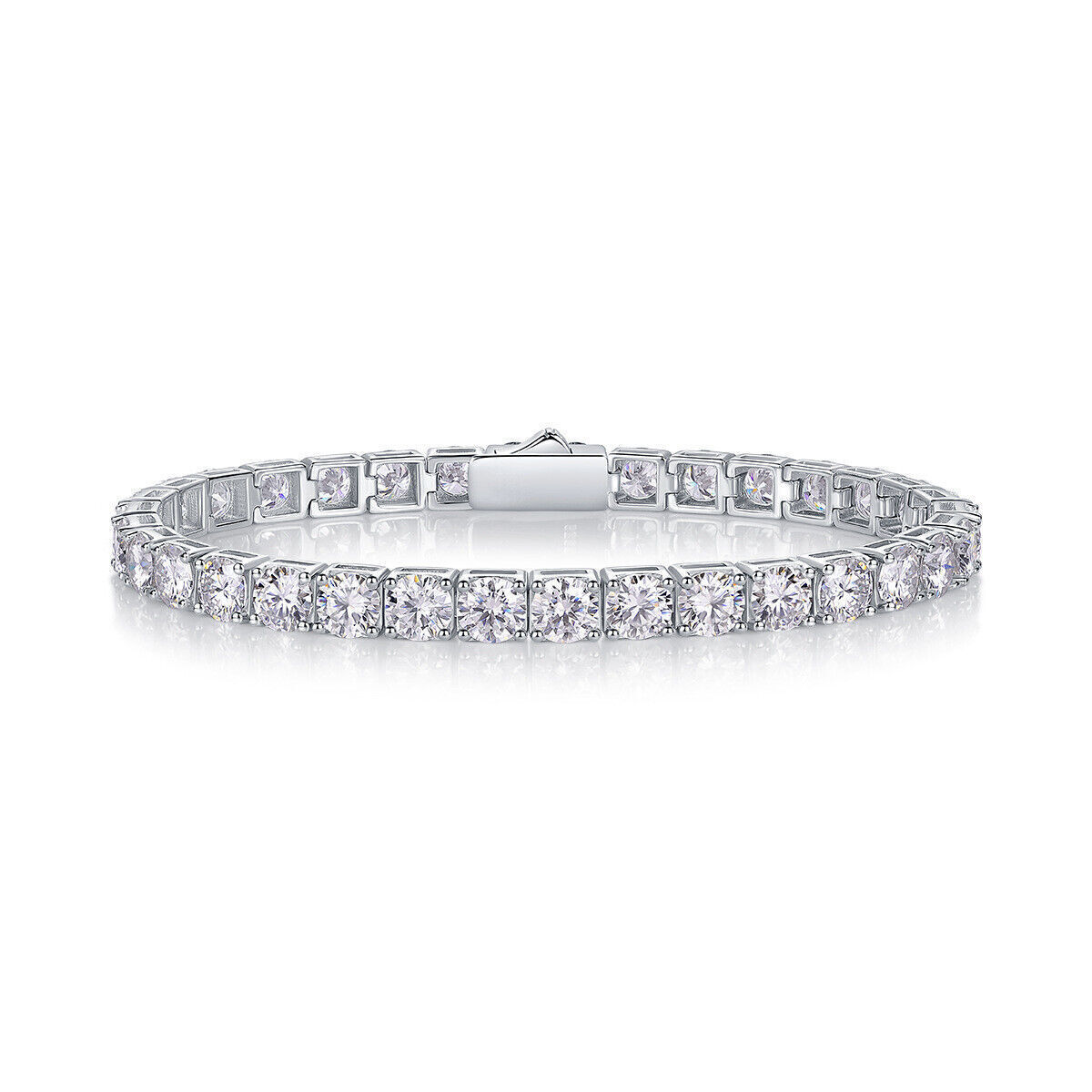 5mm Round Cut VVS1 Clarity Moissanite Tennis Chain Bracelet 925 Sterling Silver