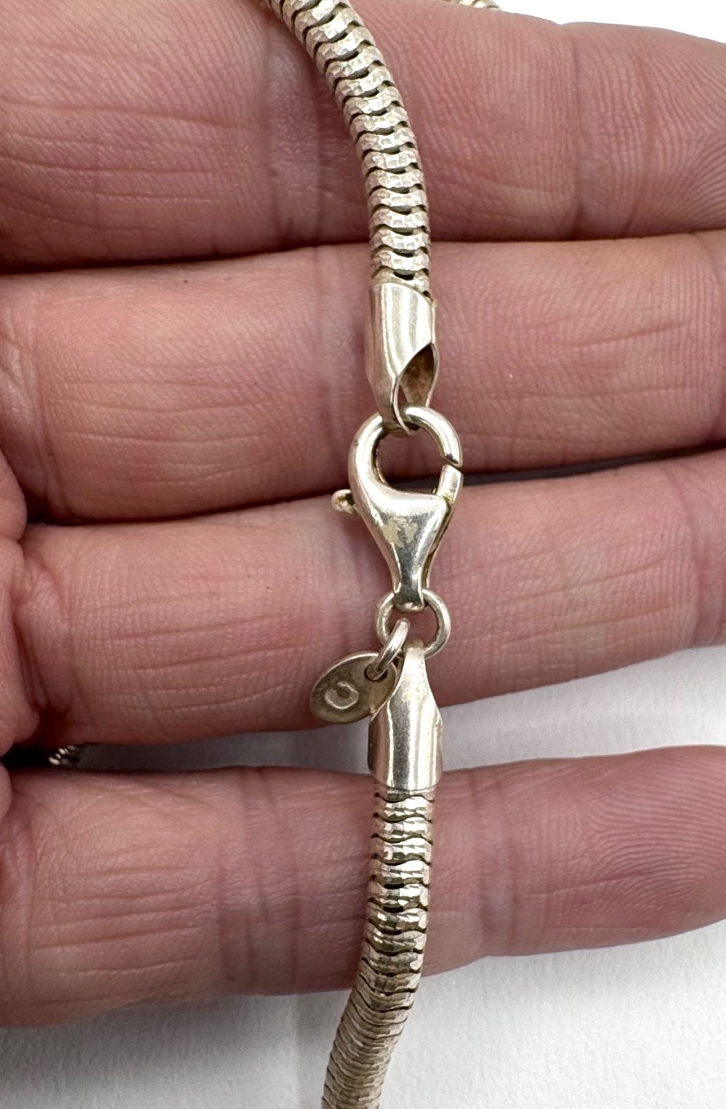 Milor Italy 950 Sterling Silver Womens Diamond Cut Thick Snake Chain Necklace