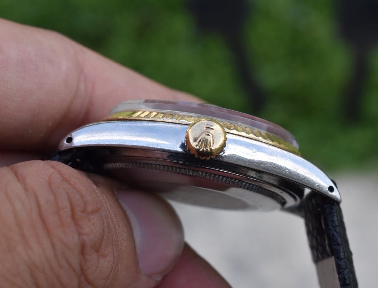 Rolex Datejust 36mm Ref 1601 Two Tone 18K Gold Bezel Champagne Dial