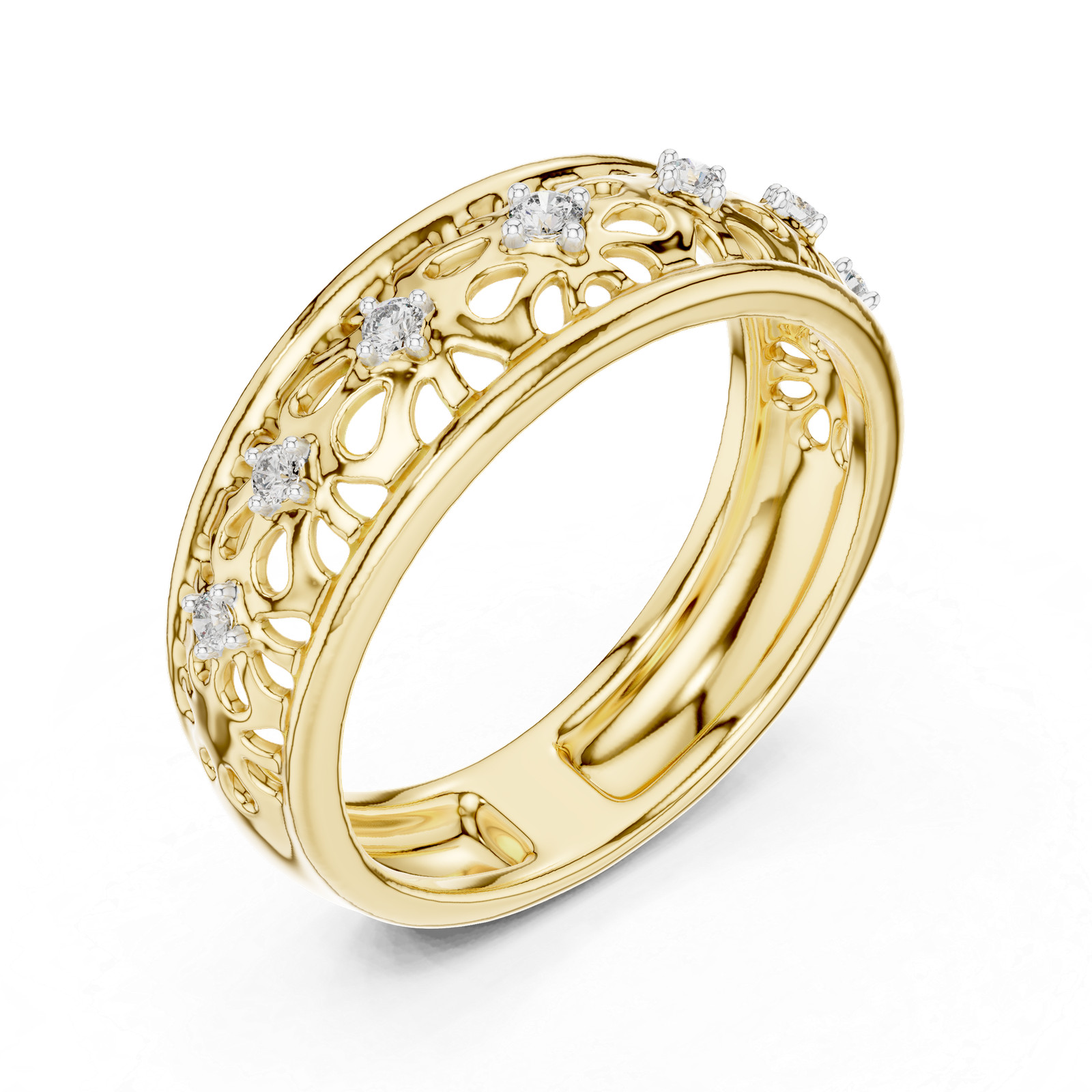 Natural Certified Diamond Half Eternity Lovely Engagement Ring 14k Gold Over