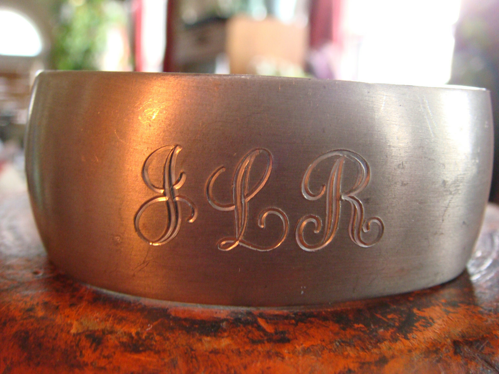 VINTAGE LEONARD PEWTER “JLR” INITIAL CUFF BRACELET
