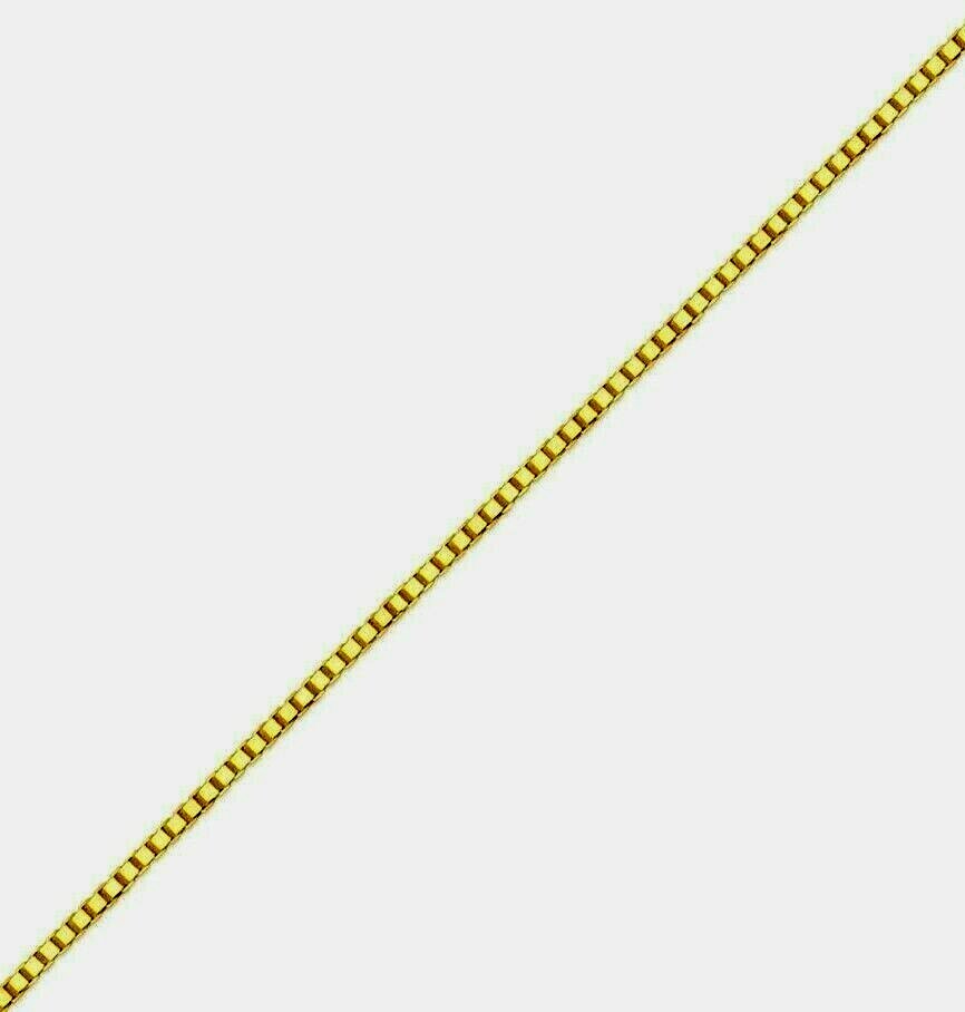 14K Solid Yellow Gold Box Chain Necklace Women’s .90mm Length 16″ to 24″