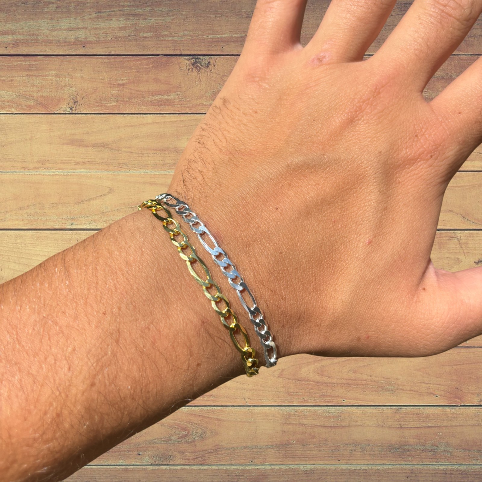 5mm Figaro Bracelet Link – Real Solid 925 Sterling Silver Or 14k Gold Vermeil