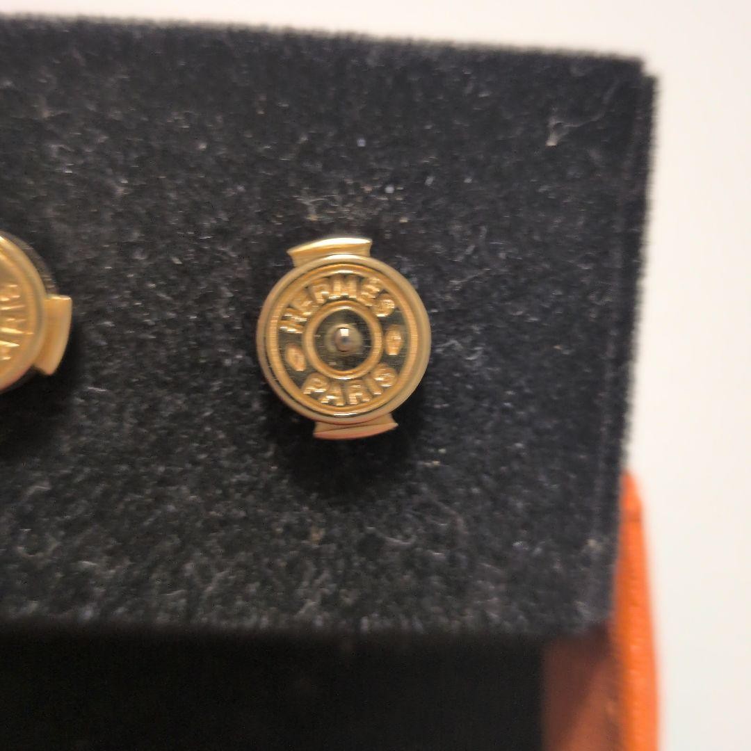 HERMES Cage d’H Cube Earrings Orange Gold Lacquer H Logo Studs Mint w/ Box Auth