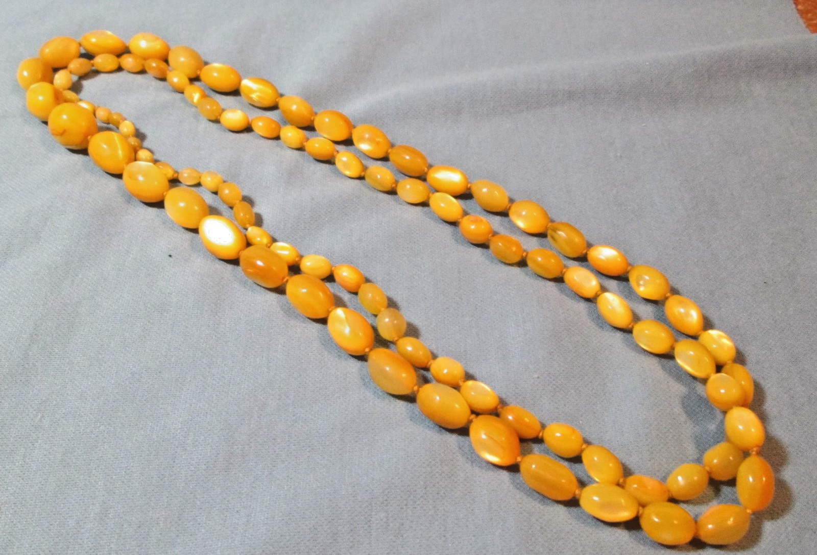 Stunning Egg Yolk BALTIC AMBER 40 in. Graduated BEAD NECKLACE
