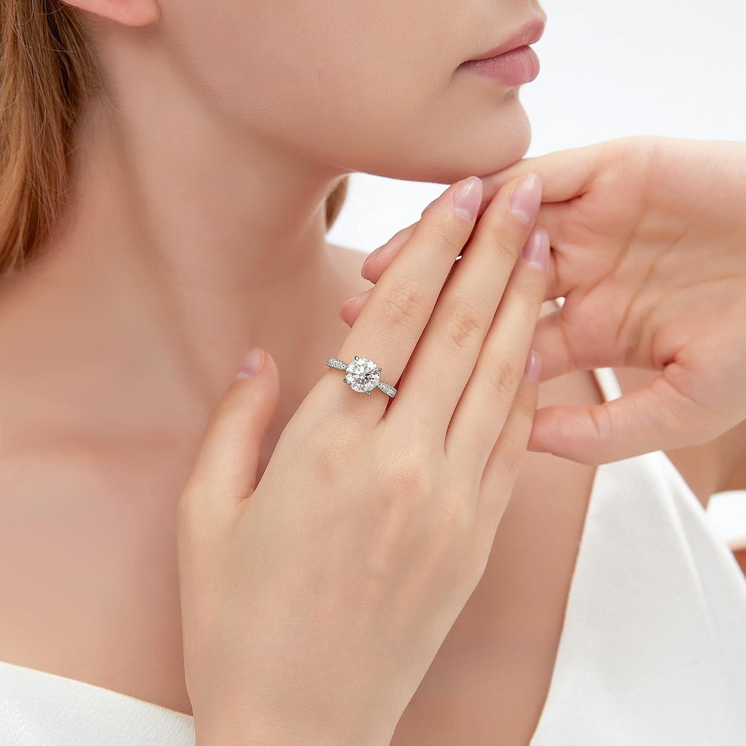 1.5-4CT D VVS1 Two-Tone 18K Gold Plated S925 Moissanite Engagement Ring