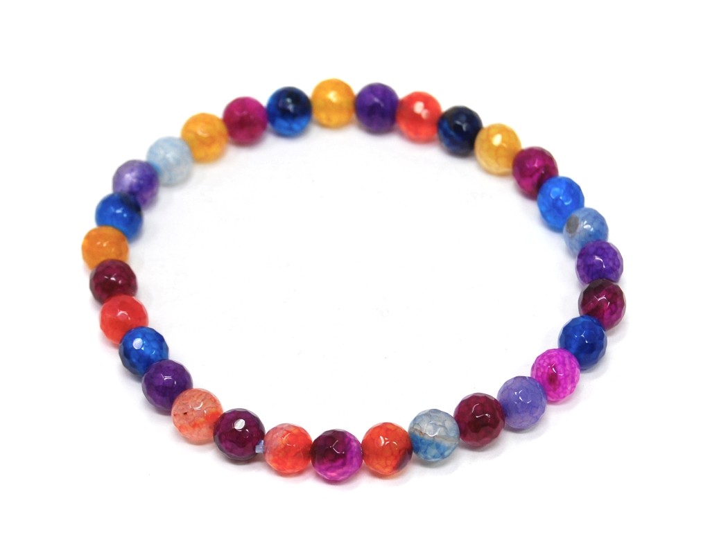Beautiful Gemstone Agate Faceted Ball Shape Multicoloured Bracelet