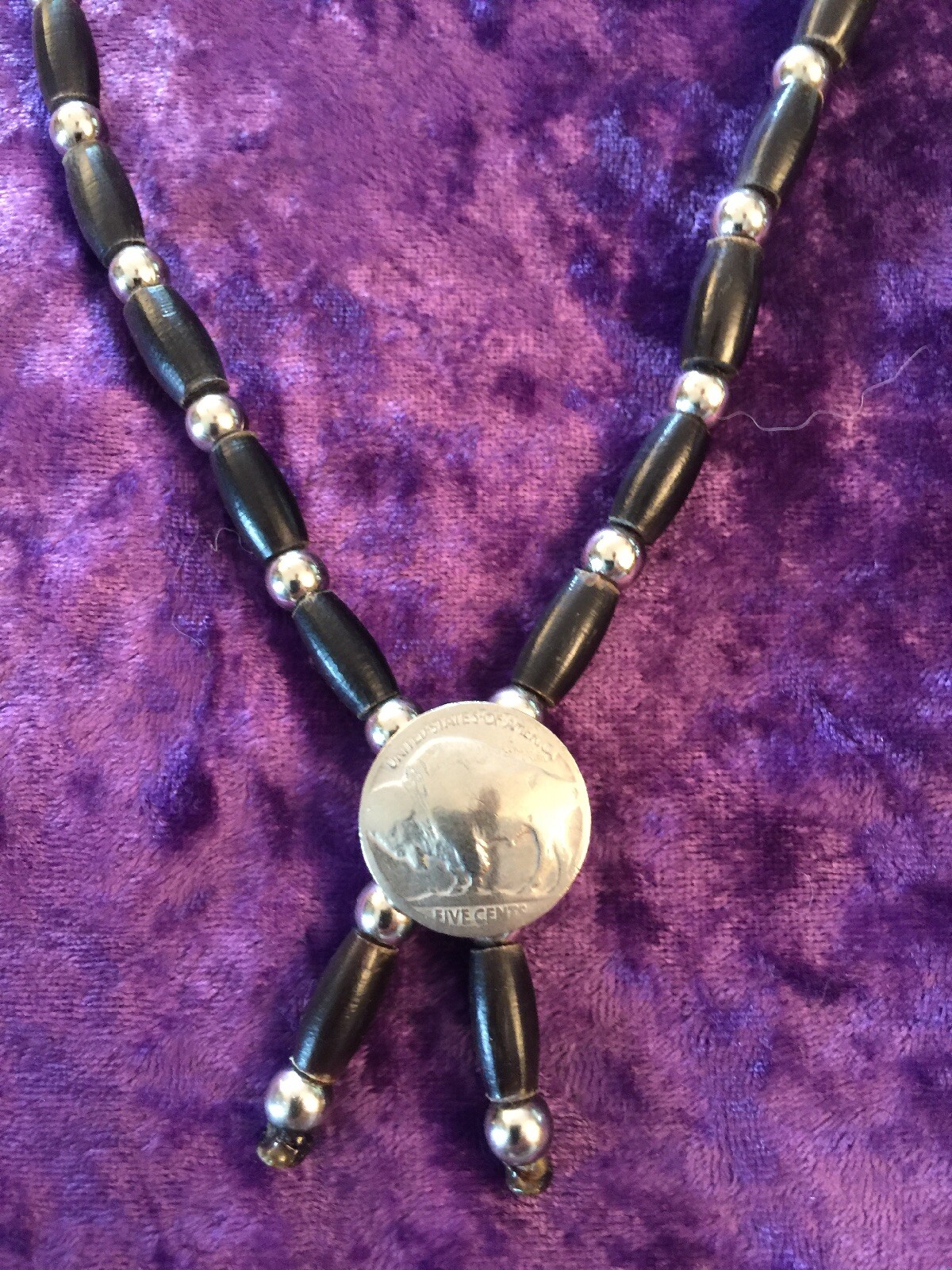 Buffalo Horn Necklace Handmade By Cactus Mountain Authentic Buffalo Nickel! USA