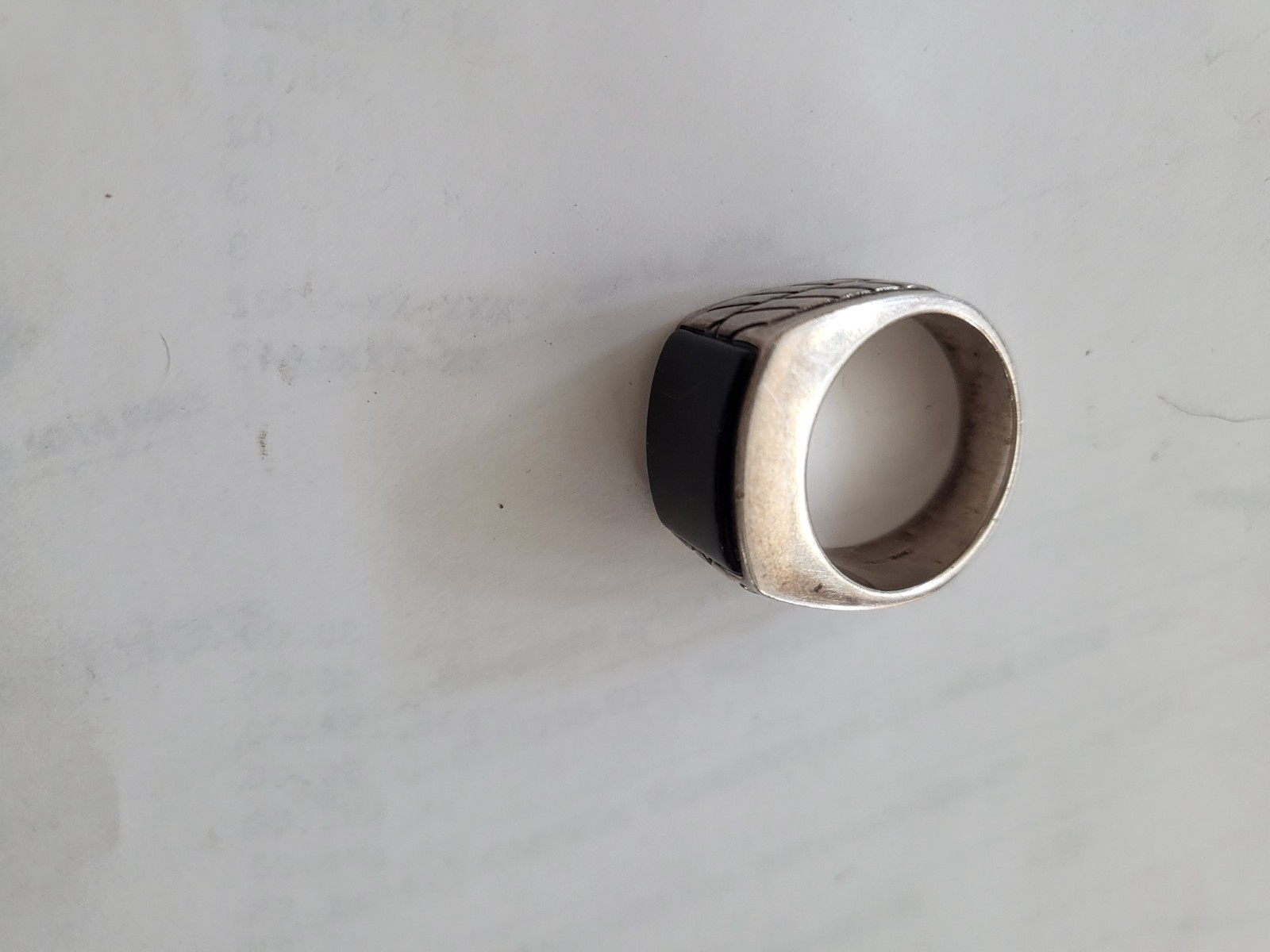 Heavy Ring T&C 925 Sterling Silver Black Onyx, 25.5 G, Size 10.5