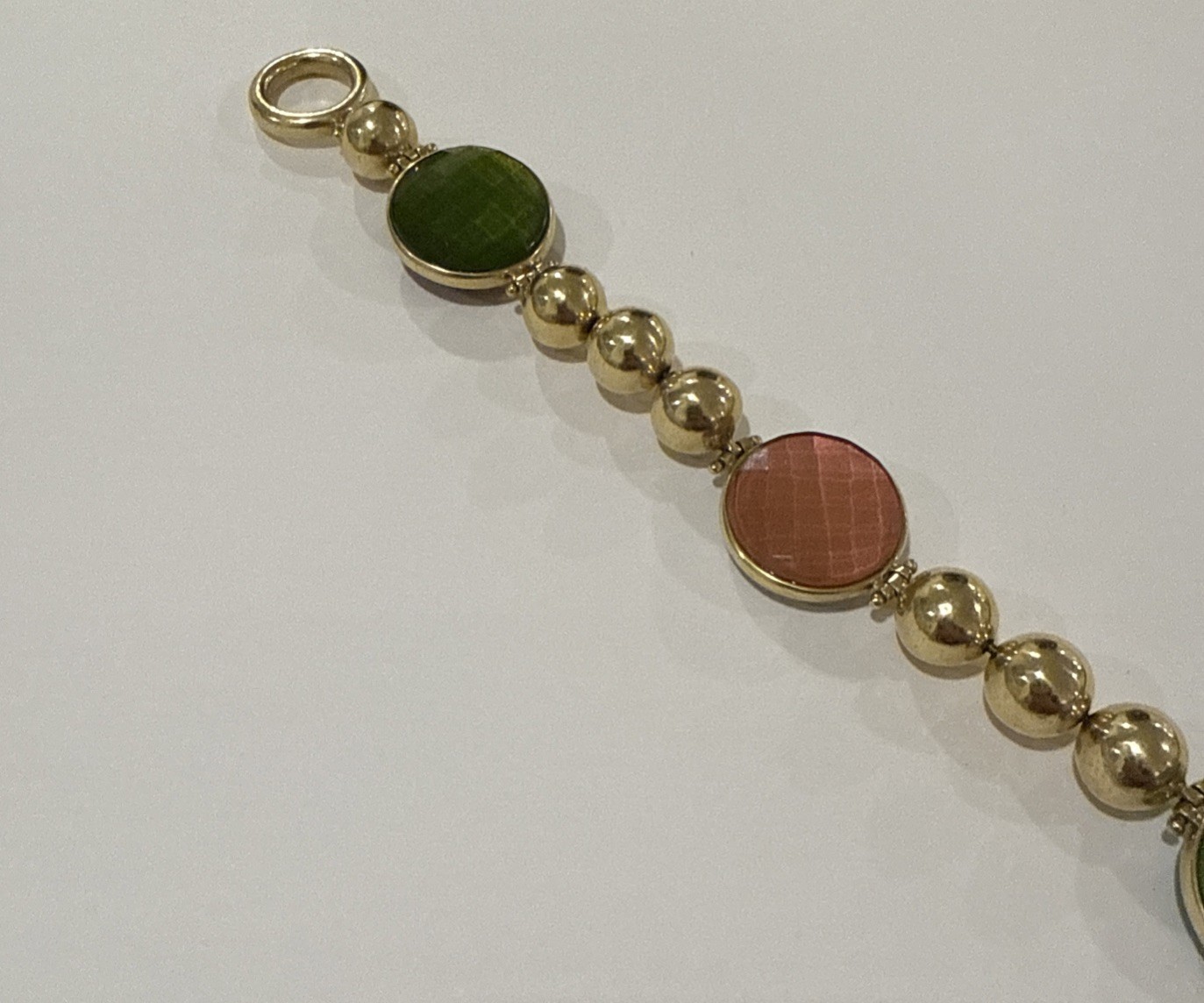 Vintage Steve Vaubel Signed Gold Plated Bracelet W/Gems – Estate Jewelry – 9”