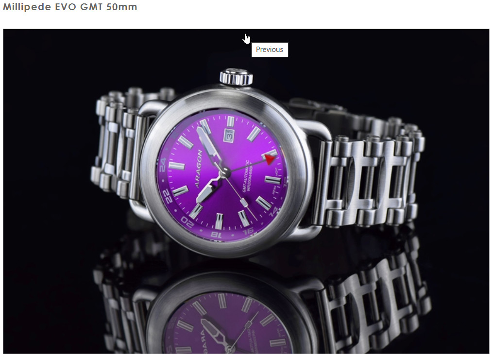Aragon A546PUR Millipede EVO GMT 50mm Brand New In Box with protective wrapping